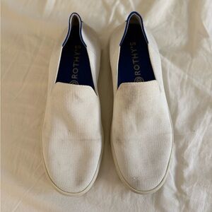 Rothy's White Slip-On Loafers with Navy Insole